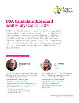 DSA Candidate Scorecard Seattle City Council 2019
