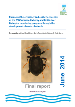 Increasing the Efficiency and Cost Effectiveness of the MDBA-Funded Murray and Mitta River Biological Monitoring Programs Through the Development of Molecular Tools