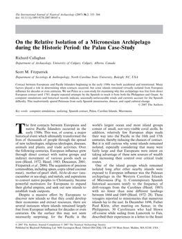 On the Relative Isolation of a Micronesian Archipelago During The