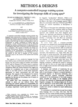 A Computer-Controlled Language Training System for Investigating the Language Skills of Young Apes*