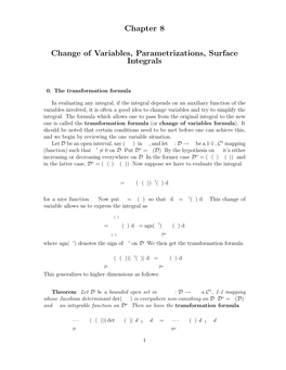 Chapter 8 Change of Variables, Parametrizations, Surface Integrals