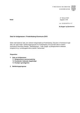 Data for Boligmassen I Frederiksberg Kommune 2019