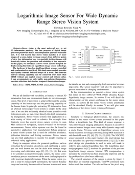 Logarithmic Image Sensor for Wide Dynamic Range Stereo Vision System