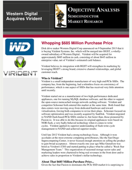 Western Digital Acquires Virident