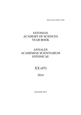 Estonian Academy of Sciences Yearbook 2014 XX