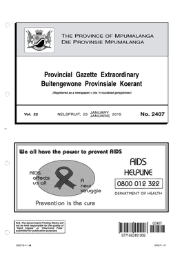 Provincial Gazette Extraordinary Buitengewone Provinsiale Koerant