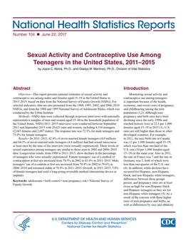 National Health Statistics Reports, Number 104, June 22, 2017