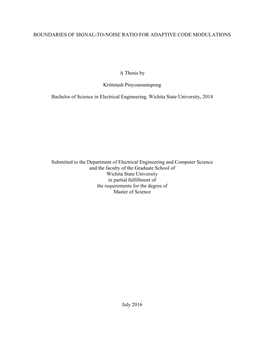 Boundaries of Signal-To-Noise Ratio for Adaptive Code Modulations