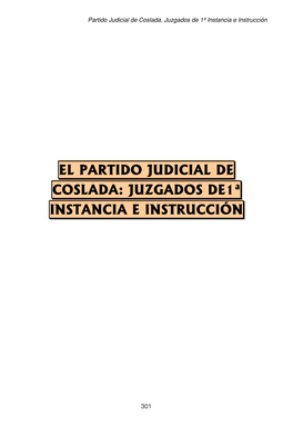 El Partido Judicial De Coslada: Juzgados De1ª Instancia E Instrucción