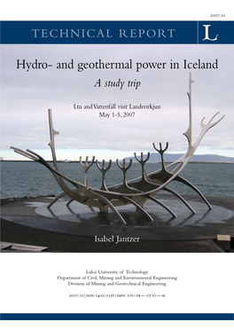And Geothermal Power in Iceland a Study Trip