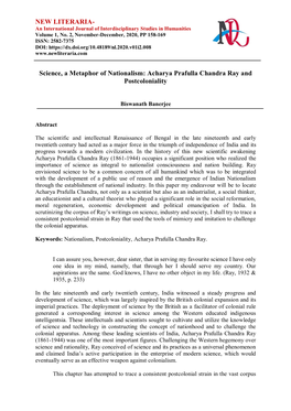 Acharya Prafulla Chandra Ray and Postcoloniality