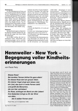 Hennweiler R New York R Eflnnerungen