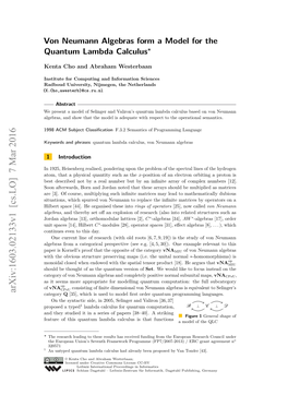 Von Neumann Algebras Form a Model for the Quantum Lambda Calculus∗