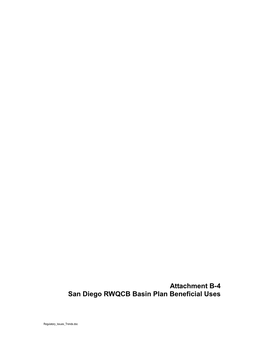 Attachment B-4 San Diego RWQCB Basin Plan Beneficial Uses