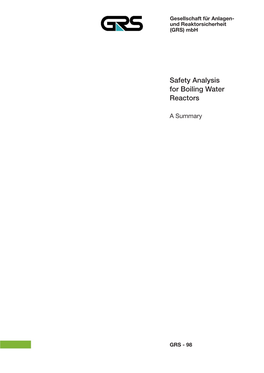 Safety Analysis for Boiling Water Reactors