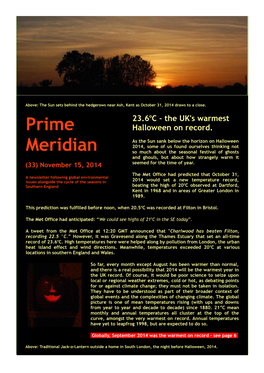 Prime Meridian Is Published As Part the Outreach Programme of the Ecospheres Project's Earth Campaign