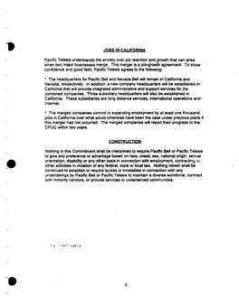Pacific Telesis Understands the Anxiety Over Job Retention and Growth That Can Arise When Two Major Businesses Merge. This Merger Is a Job-Growth Agreement