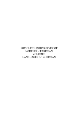 Languages of Kohistan. Sociolinguistic Survey of Northern