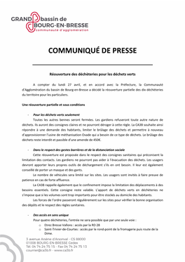 Communiqué De Presse