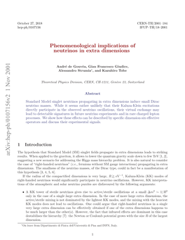 Phenomenological Implications of Neutrinos in Extra Dimensions