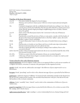 RLST 124I: Varieties of Ancient Judaism Spring 2009 Handout #4D (April 23, 2009) “Paul’S Gospel”