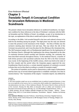Chapter 3 Translatio Templi: a Conceptual Condition for Jerusalem References in Medieval Scandinavia