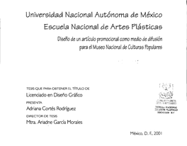 Tesis: Diseño De Un Artículo Promocional Como Medio De Difusión Para El Museo Nacional De Culturas Populares