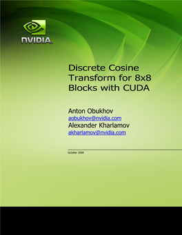 Discrete Cosine Transform for 8X8 Blocks with CUDA