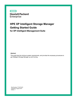 HPE XP Intelligent Storage Manager Getting Started Guide for XP Intelligent Management Suite