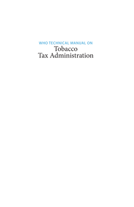 Tobacco Tax Administration