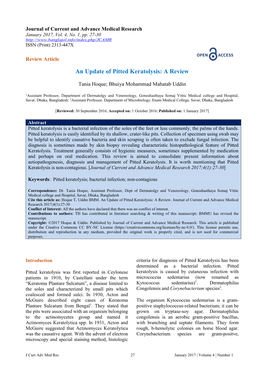 An Update of Pitted Keratolysis: a Review