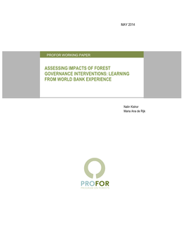Assessing Impacts of Forest Governance Interventions: Learning from World Bank Experience