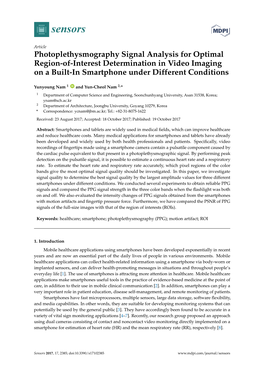 Photoplethysmography Signal Analysis for Optimal Region-Of-Interest Determination in Video Imaging on a Built-In Smartphone Under Different Conditions