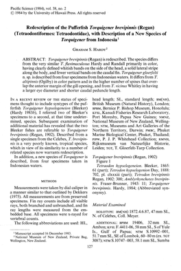 Tetraodontiformes: Tetraodontidae), with Description of a New Species of Torquigener from Indonesia 1