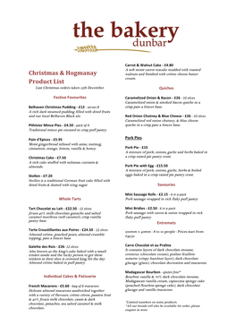 Christmas & Hogmanay Price List