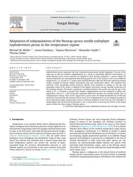 Adaptation of Subpopulations of the Norway Spruce Needle Endophyte Lophodermium Piceae to the Temperature Regime