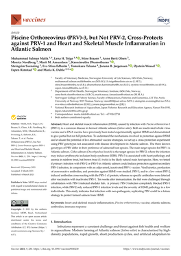 Piscine Orthoreovirus (PRV)-3, but Not PRV-2, Cross-Protects Against PRV-1 and Heart and Skeletal Muscle Inﬂammation in Atlantic Salmon