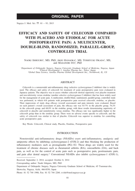 Efficacy and Safety of Celecoxib