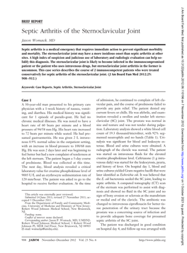 Septic Arthritis of the Sternoclavicular Joint