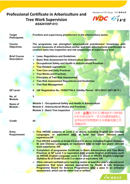 Professional Certificate in Arboriculture and Tree Work Supervision (AS424105P-013) Office Use Only Received Date