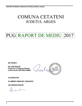 Comuna Cetateni Pug Raport De Mediu 2017