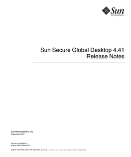 Sun Secure Global Desktop 4.41 Release Notes