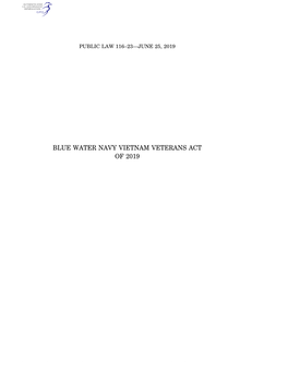 Blue Water Navy Vietnam Veterans Act of 2019
