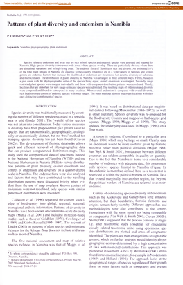 Patterns of Plant Diversity and Endemism in Namibia