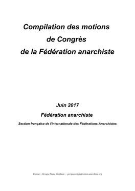 Compilation Des Motions De Congrès De La Fédération Anarchiste