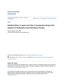 Buddhist Ethics in Japan and Tibet: a Comparative Study of the Adoption of Bodhisattva and Pratimoksa Precepts