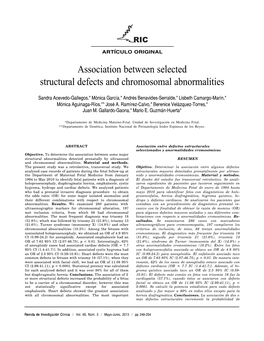 Association Between Selected Structural Defects and Chromosomal Abnormalities