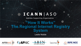 The Regional Internet Registry System Leslie Nobile