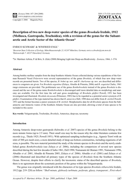 Zootaxa, Description of Two New Deep-Water