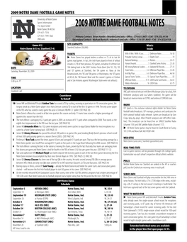 2009 Notre Dame Football Notes